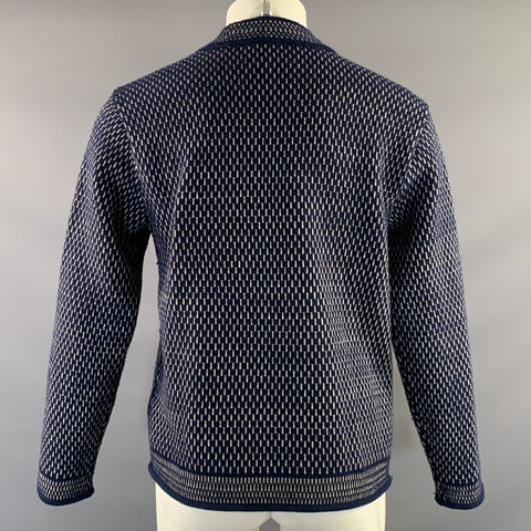 RRL by RALPH LAUREN Size M Blue Beige Abstract Cotton Wool Button Up Cardigan