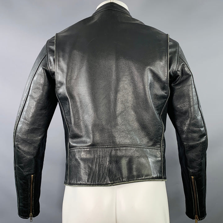 MR. S LEATHER Size 38 Black Leather Motorcycle Zip Up Jacket