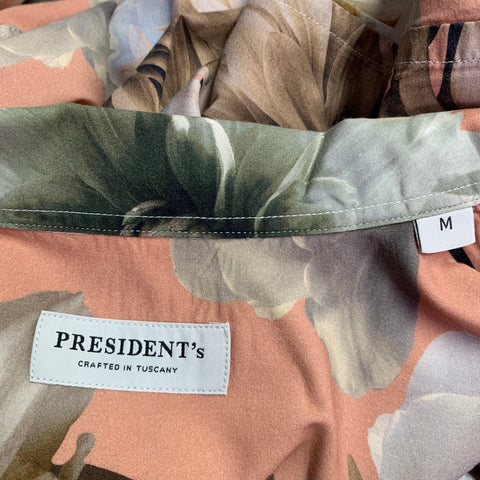 PRESIDENT's Size M Rangi Pink Green Floral Cotton One pocket Short Sleeve Shirt