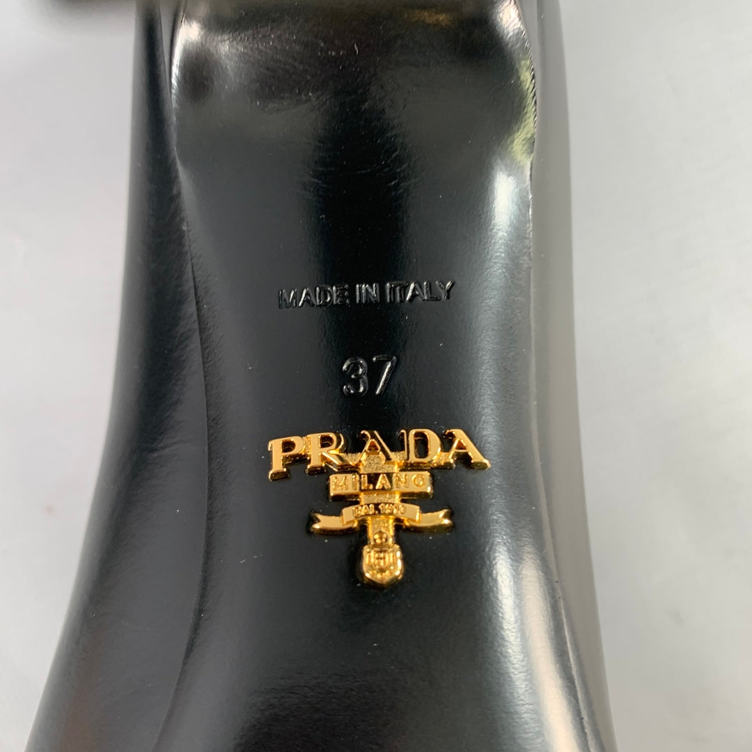 PRADA Size 7 Black Leather Pointed Toe Pumps
