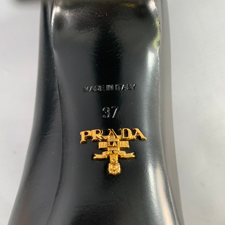 PRADA Size 7 Black Leather Pointed Toe Pumps