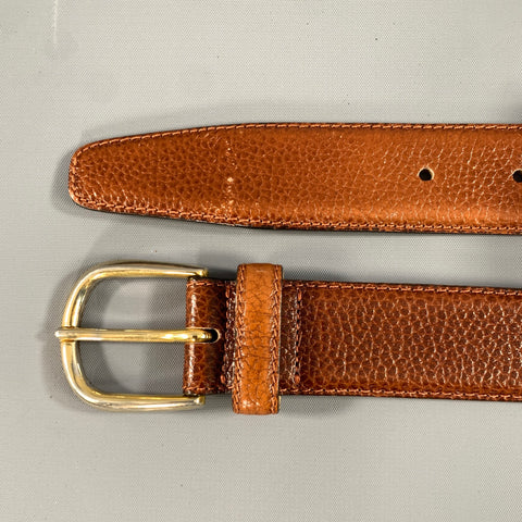 ERMENEGILDO ZEGNA Size 38 Brown Crackled Leather Belt