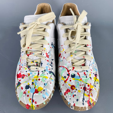 MAISON MARGIELA Size 7.5 White Multi Color Leather Sneakers