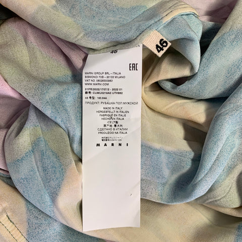 MARNI Size XS Multi Color Roses Print Viscose Silk Velvet Long Sleeve Shirt