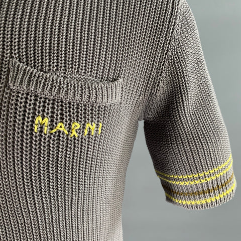 MARNI Size M Grey Yellow Knitted Polo