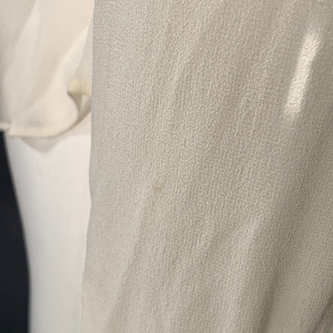 VINCE Size M Cream Silk Chiffon Ruffled Elastic Waistband Casual Top