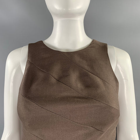 VERSACE Size 2 Brown Silk  Wool Strappy Dress