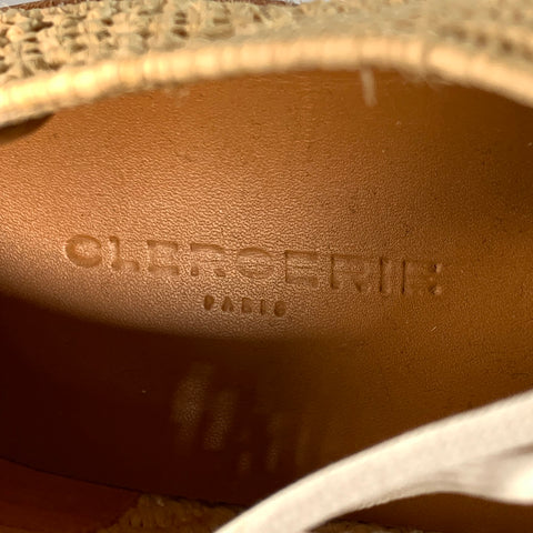 ROBERT CLERGERIE Size 8 Natural Woven Raffia Lace-Up Shoes