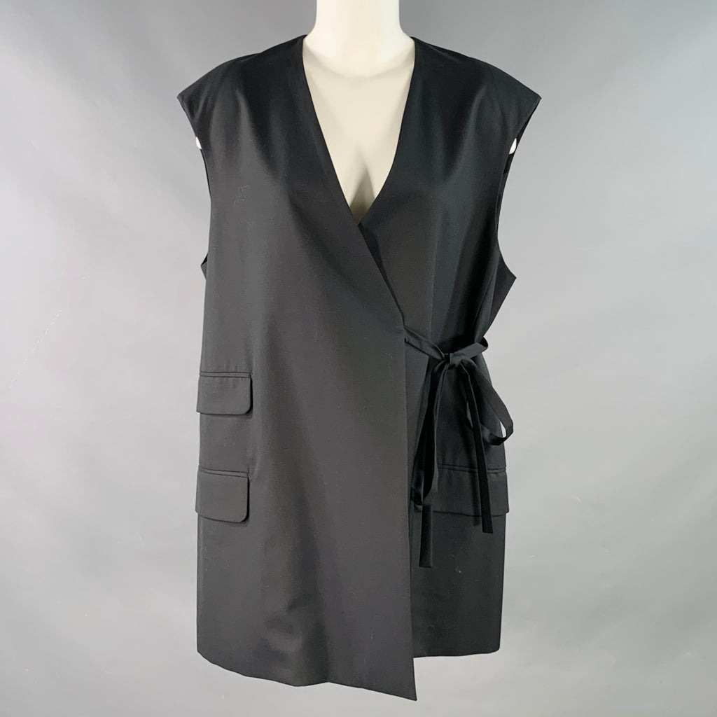 CINOH Size 2 Black Wool Wrap Tie Longline Vest – Sui Generis