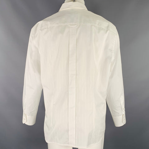 DOLCE & GABBANA Size M White Stripe Cotton Blend Long Sleeve Shirt