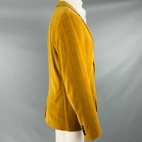 MARC JACOBS Size 40 Yellow Velvet Cotton Notch Lapel Sport Coat