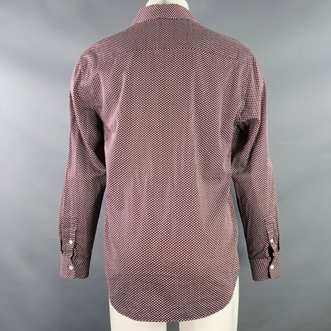 THEORY Taille M Chemise à manches longues en coton avec une poche et motifs à carreaux marron et blancs Toby P