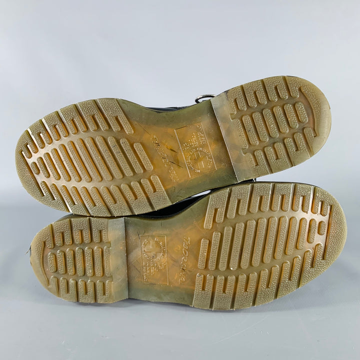 RAF SIMONS Size 9 Black Rings Leather Lace-Up Boots