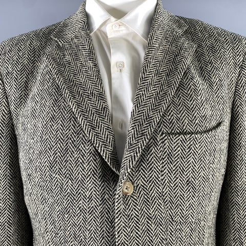 POLO by RALPH LAUREN Size 42 Beige Black Herringbone Wool Sport Coat