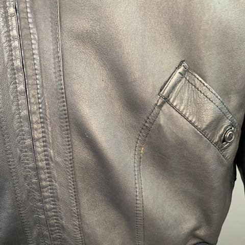 BALLY Size 42 Black Suede Leather Reversible Bomber Jacket
