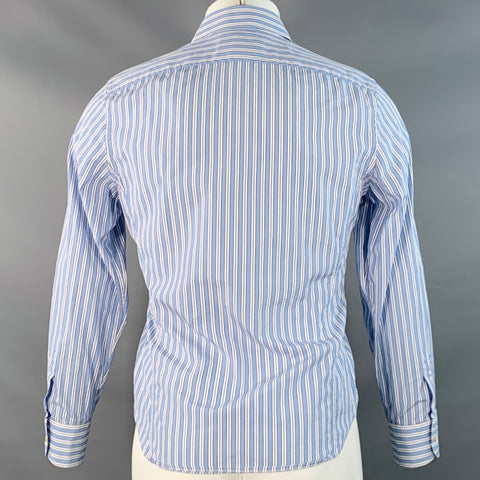 GUCCI Size S Blue White Stripe Cotton Point Collar Long Sleeve Shirt