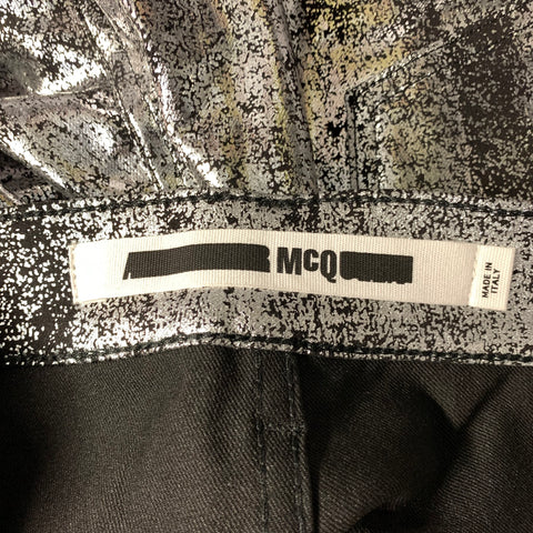 MCQ by ALEXANDER MCQUEEN Size 36 Silver Black Crackled Cotton Blend Jeans