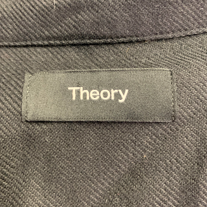 THEORY Size M Black Twill Cotton One pocket Long Sleeve Shirt
