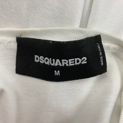 DSQUARED2 T-shirt à col rond en coton appliqué blanc taille M