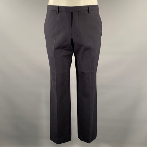 DRIES VAN NOTEN Size 38 Navy Wool Polyester Notch Lapel Suit