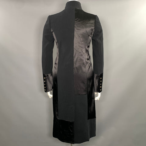 DONNA KARAN Size L Black Wool Blend Mixed Fabrics Double Breasted Coat