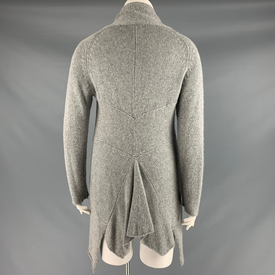 PEACHOO+KREJBERG Size L Grey Wool Knit Asymmetrical Cardigan