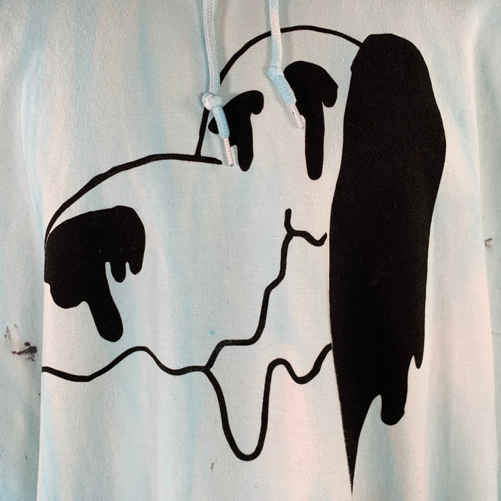 WESTFALL One Size Melting Snoopy Blue Dyed Cotton Blend Hoodie Sweatshirt