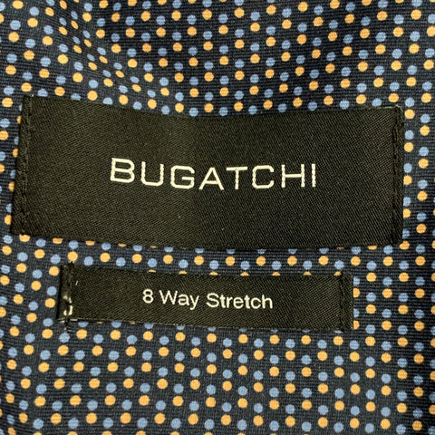 BUGATCHI Size XL Black Blue Yellow Dots Cotton Blend Long Sleeve Shirt