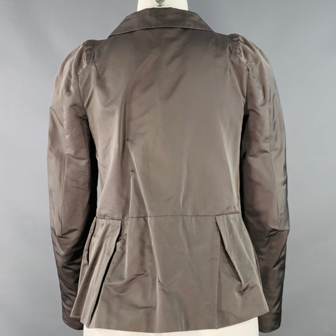 MARNI Size 2 Grey Polyester Techno Peplum Hidden Placket Jacket Blazer