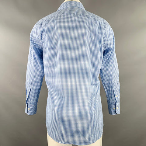 LAUREN by RALPH LAUREN Size M Blue White Gingham Cotton Slim Fit Long Sleeve Shirt