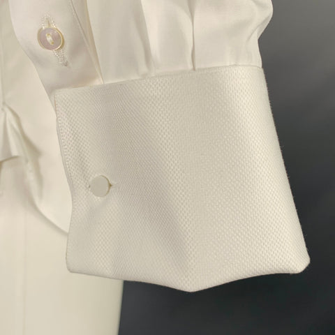 LORENZINI Size S White Cotton Tuxedo Long Sleeve Shirt