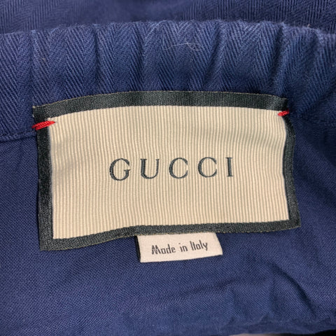 GUCCI Size XL Navy Cotton Large Pockets Drawstring Casual Pants