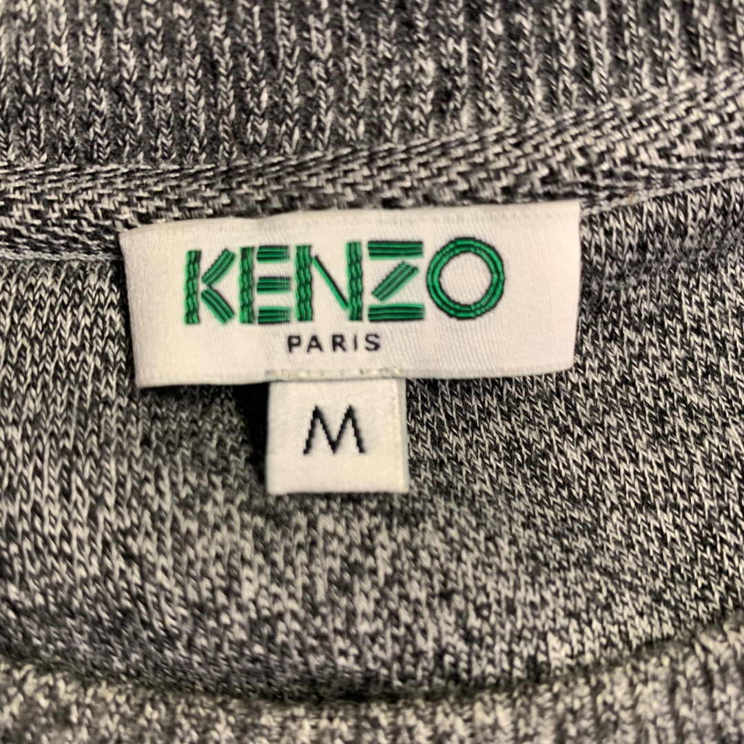 KENZO Size M Grey Heather Logo Patch Cotton Crew Neck Pullover