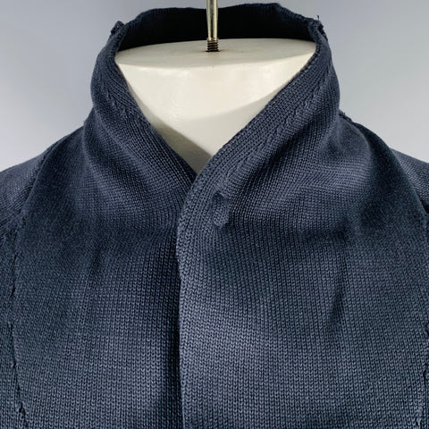 TRANSIT Size L Navy Knit Cotton Shawl Collar Jacket
