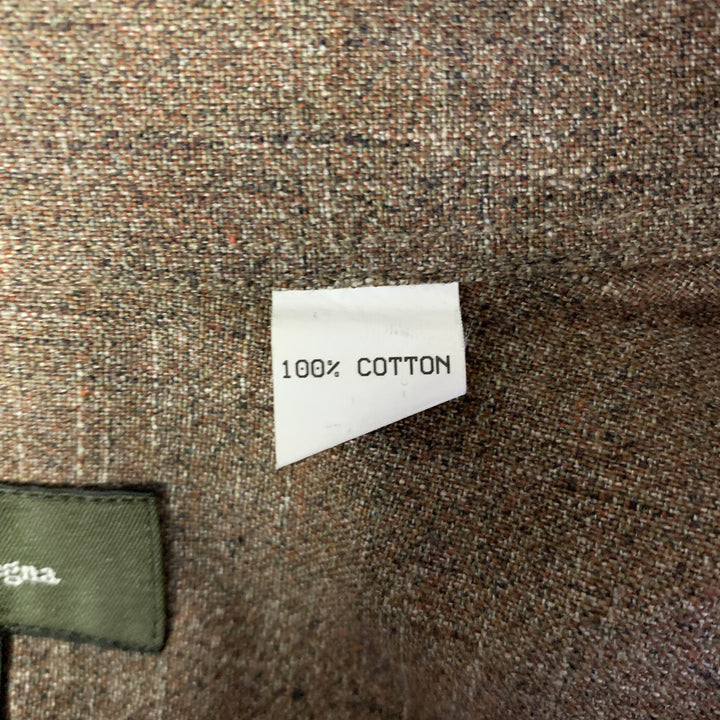 ERMENEGILDO ZEGNA Size XL Brown Tan Cotton Pointed Collar Long Sleeve Shirt