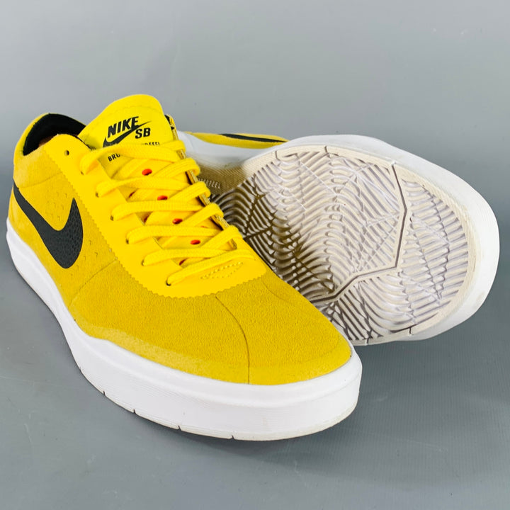 NIKE Size 10 SB Bruin Hyperfeel Yellow Black Suede Lace-Up Low Top Sneakers