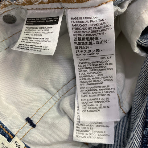 LEVI STRAUSS Size 28 511 Blue Organic Cotton Slim Selvedge Jeans
