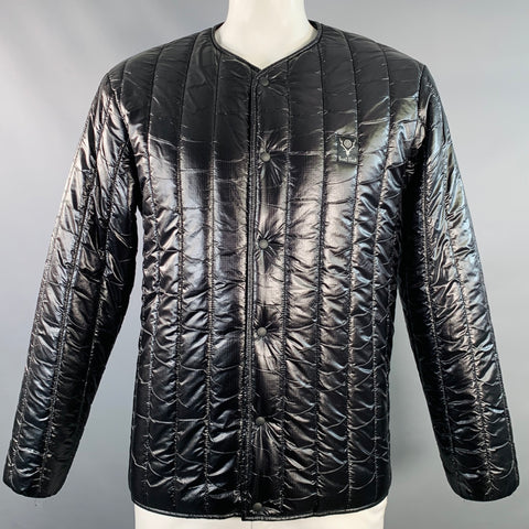 SOUTH 2 WEST 8 Size L Black Quilted Nylon Collarless Puffer Jacket