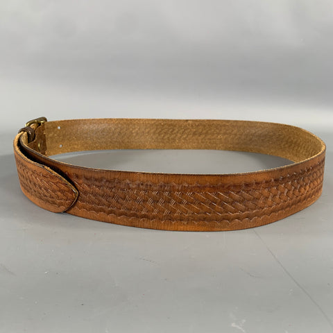 Ceinture en cuir gaufré marron Double RL, taille 36