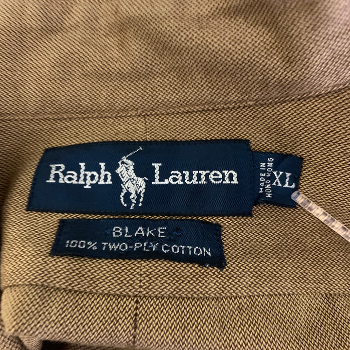 RALPH LAUREN Size XL Tan Cotton Long Sleeve Shirt