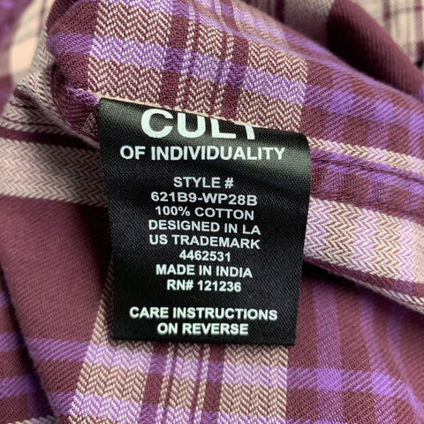 CULT OF INDIVIDUALITY Size S Purple Plaid Cotton Button Up Long Sleeve Shirt