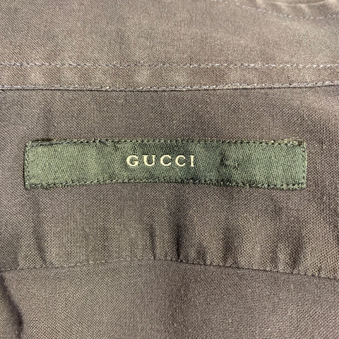 GUCCI Size S Navy Curved Cutaway One Pocket Short Sleeve Shirt