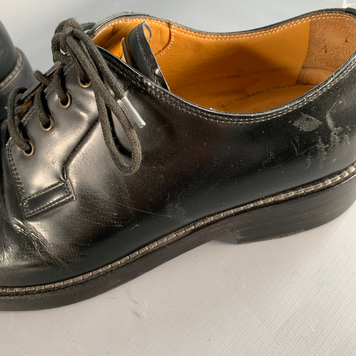 MARC JACOBS Size 8 Black Gold Leather Derby Lace-Up Shoes