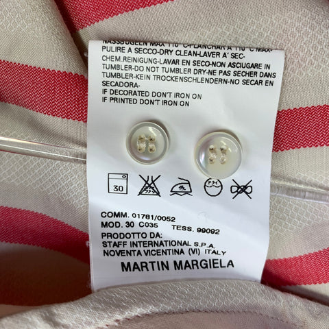MARTIN MARGIELA Size L Beige Red Stripe Cotton Button Down Long Sleeve Shirt