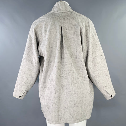 YANTOR Size M Grey Black Heather Wool Silk Single Button Coat