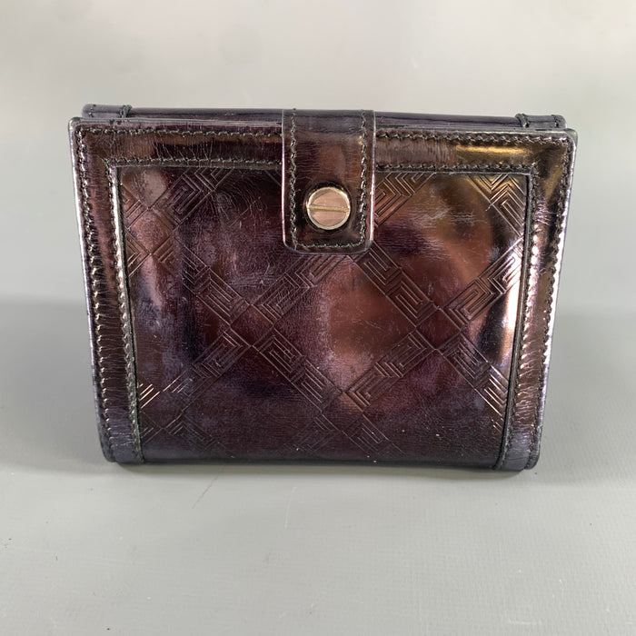 VERSACE Purple Metallic 22394 Greca Leather Wallet
