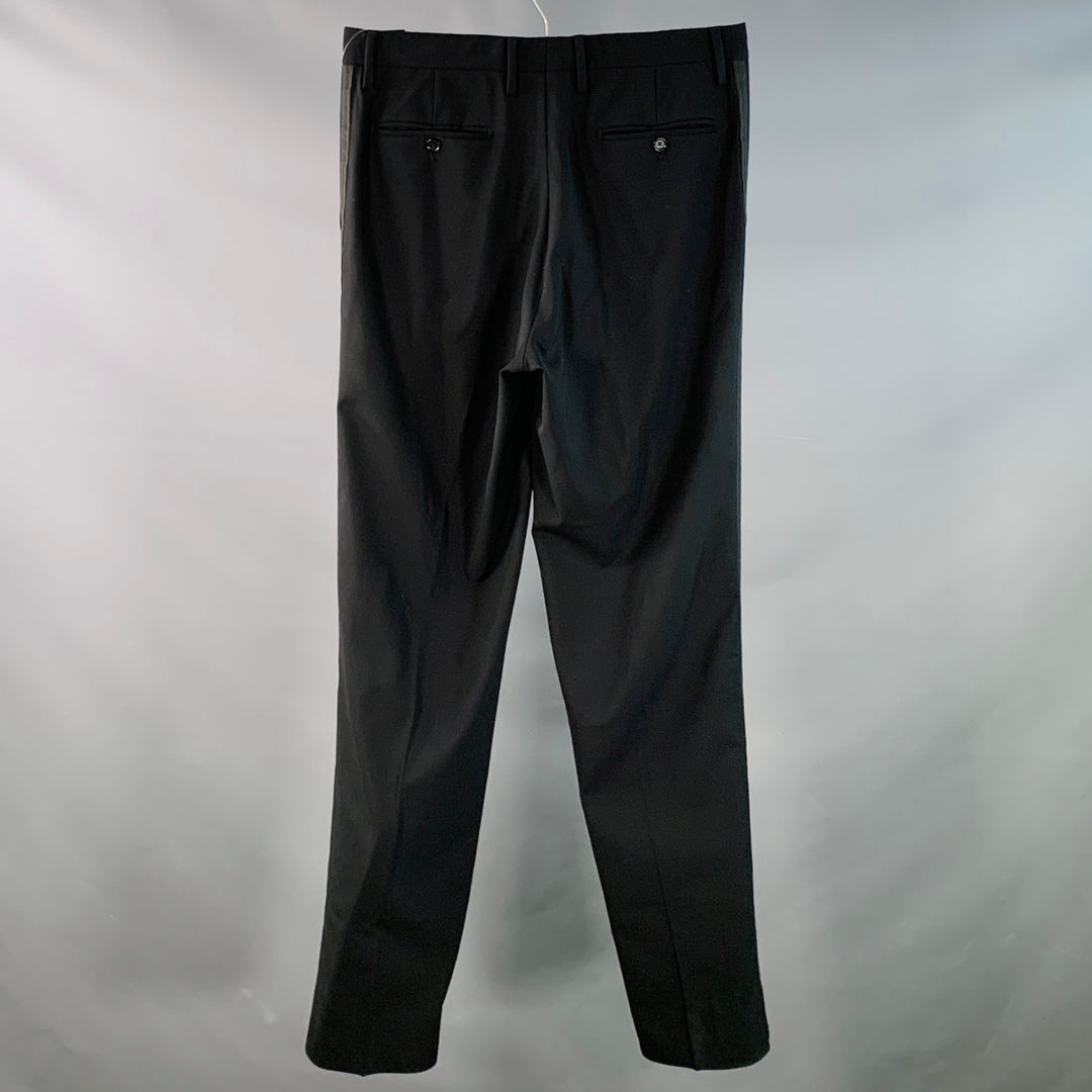 DOLCE & GABBANA Size 32 Black Wool Blend Tuxedo Dress Pants