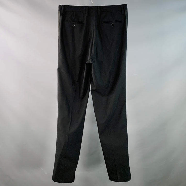 DOLCE & GABBANA Size 32 Black Wool Blend Tuxedo Dress Pants