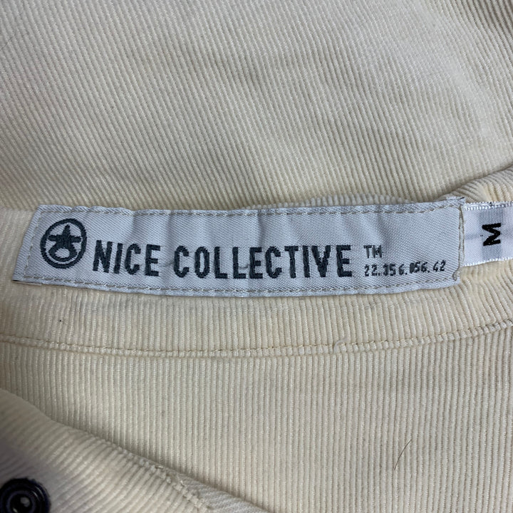 NICE COLLECTIVE Size M Cream Corduroy Cotton Two Pockets Snaps Long Sleeve Shirt
