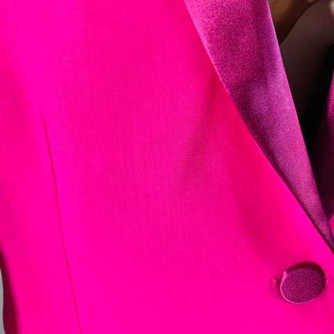 MSGM Size 8 Magenta Wool Blend Shawl Collar Jacket Blazer
